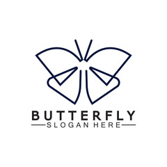 Simple Butterfly monoline logo-Vector illustration