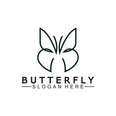 Simple Butterfly monoline logo-Vector illustration