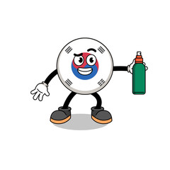 south korea flag illustration cartoon holding mosquito repellent
