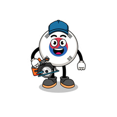 Cartoon Illustration of south korea flag as a woodworker