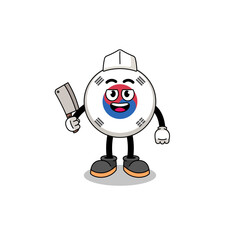 Mascot of south korea flag as a butcher