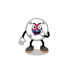 Character Illustration of south korea flag with tongue sticking out