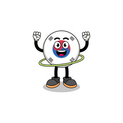 Character Illustration of south korea flag playing hula hoop