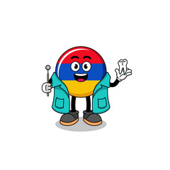 Illustration of armenia flag mascot as a dentist