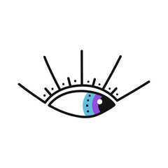 Evil protection magic eye with lashes, amulet icon