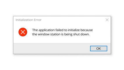 Error message on computer window screen, vector ui