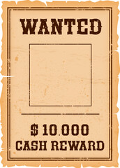 Western wanted banner or Wild West reward poster - obrazy, fototapety, plakaty