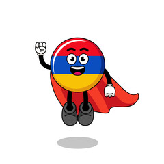 Fototapeta premium armenia flag cartoon with flying superhero