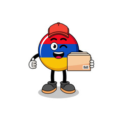 armenia flag mascot cartoon as an courier