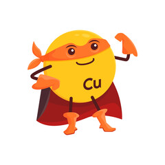 Cartoon copper or cuprum superhero micronutrient