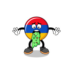 Fototapeta premium armenia flag mascot cartoon vomiting
