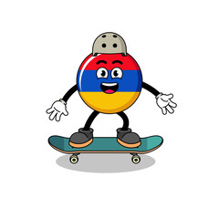 Obraz premium armenia flag mascot playing a skateboard