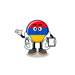 Cartoon mascot of armenia flag doctor