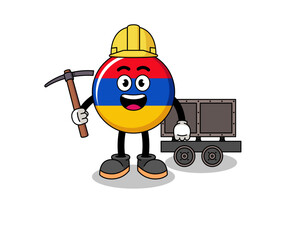 Mascot Illustration of armenia flag miner