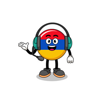 recommend clip art: Mascot Illustration of armenia flag as a customer services