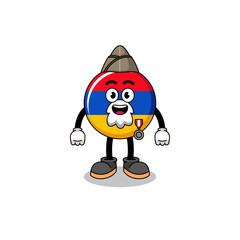 Character cartoon of armenia flag as a veteran