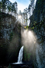 Wahclella Falls Waterall Ridgeline in the Columbia River Gorge in Oregon