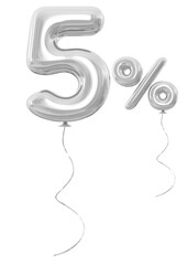 Discount Percent 5 Silver Balloons