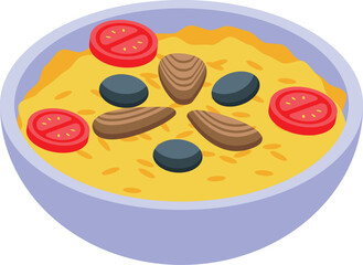 Rice soup icon isometric vector. Portuguese cuisine. Dish meal