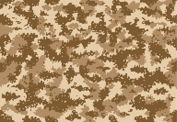 Brown and sand pixel military camouflage pattern