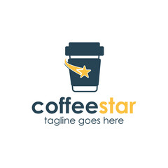 Coffee Star Logo Design Template with cup icon and star. Perfect for business, company, mobile, app, etc.