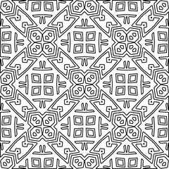 Stylish texture with figures from lines.
Abstract geometric black and white pattern for web page, textures, card, poster, fabric, textile. Monochrome graphic repeating design. 