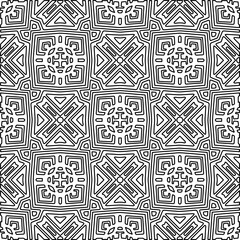 Stylish texture with figures from lines.
Abstract geometric black and white pattern for web page, textures, card, poster, fabric, textile. Monochrome graphic repeating design. 