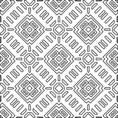 Stylish texture with figures from lines.
Abstract geometric black and white pattern for web page, textures, card, poster, fabric, textile. Monochrome graphic repeating design. 