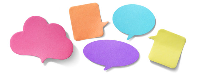 吹き出しの形のカラフルな付箋