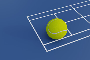 tennis stadium line and ball, 3d rendering
