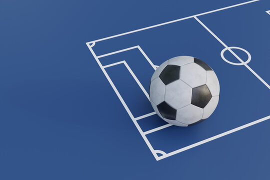 football stadium line and ball, 3d rendering