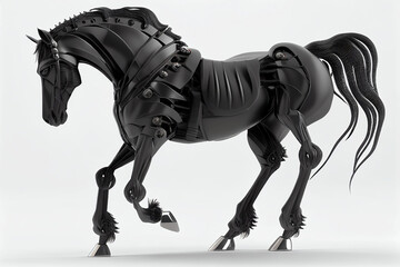 Black Robotic Horse. Generative AI