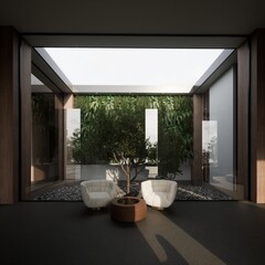 Fototapeta na wymiar 3D Rendering Modern Exterior and Interior Design