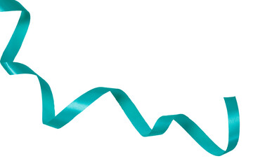 aqua green ribbon on transparent background, PNG image.