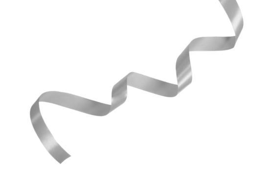 silver ribbon on transparent background, PNG image.