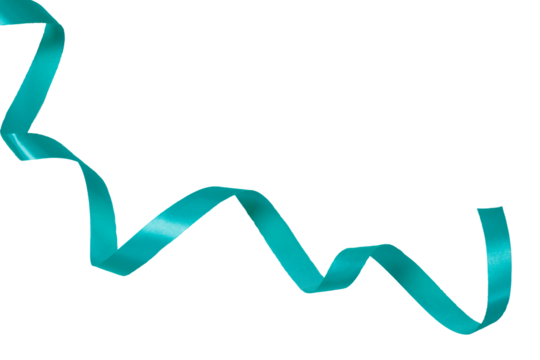 aqua green ribbon on transparent background, PNG image.