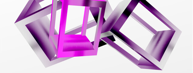 3D cube shapes vector geometric background. Trendy techno business template for wallpaper, banner, background or landing