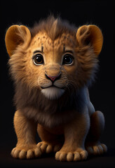 Naklejka na ściany i meble Cute Lion animal. Generative AI