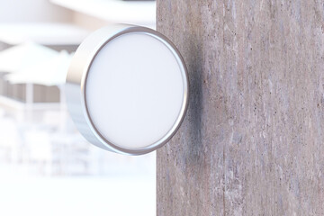 Minimal stainless steel circle Light box  for Sign and promotion Design,Free Clipping path