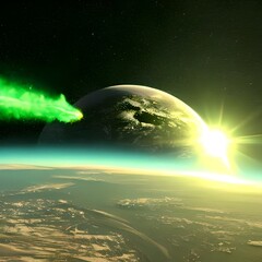 Obraz na płótnie Canvas planet in space green
