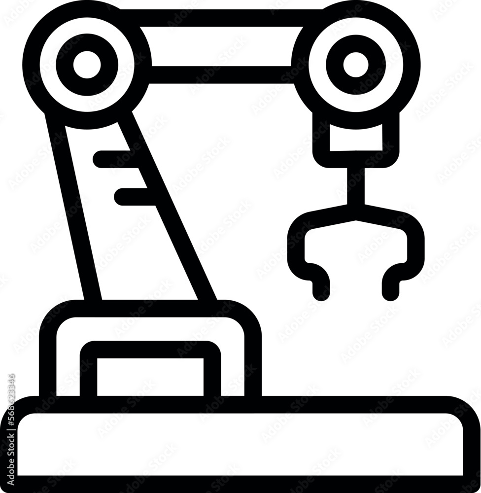 Poster robot icon outline vector. factory engineer. computer operator