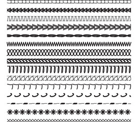 Collection of Embroidery Sewing stitches sew seamless brush strokes vector