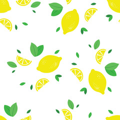 Seamless pattern with lemons. Bright summer design for textile, wrapping paper and other. Vector illustration