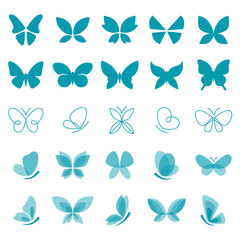 Butterflies flat icons set. Abstract hand drawn and contemporary line art insect design elements © Mykola Syvak