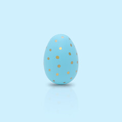 Happy Easter. Beautiful blue egg with different pattern on a blue background.