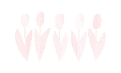 tulips pink square halftone vector illustration