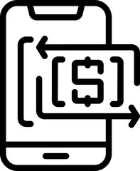 Phone cashback icon outline vector. Cash back. Coin refund
