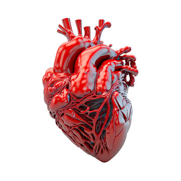 red realistic 3d human heart png
