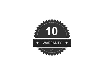 10 years warranty icon isolated on white background.