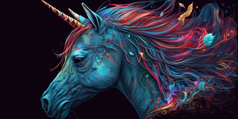 Colored unicorn psychedelic illustration